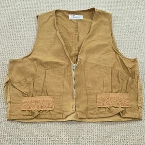 VTG Sears Ted Williams‎ Brand Hunting Vest Tan Canvas Utility Pockets Mens L